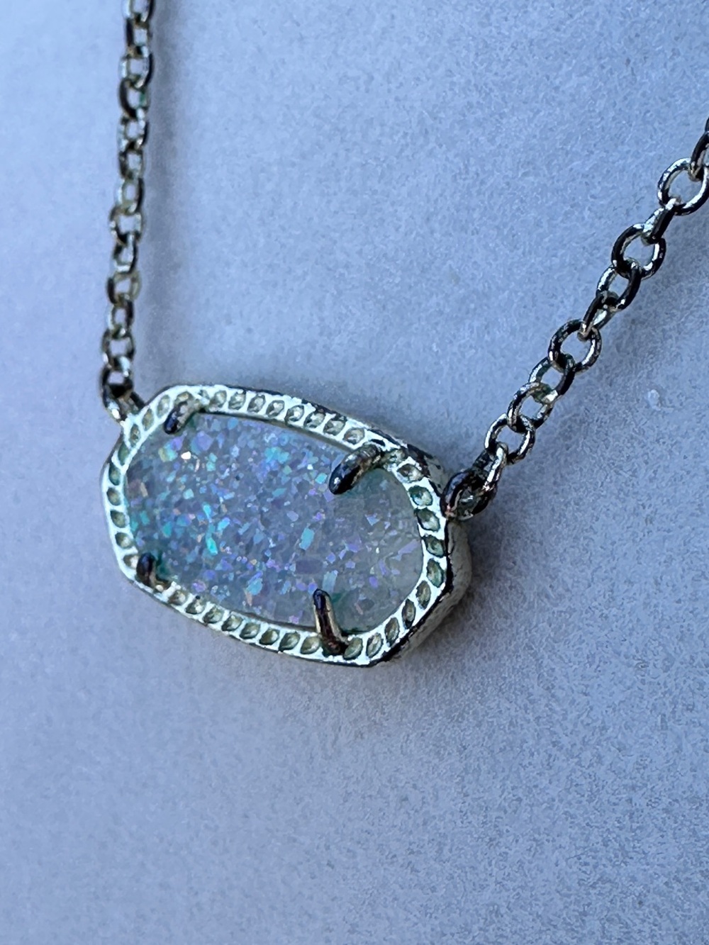 Kendra Scott Iridescent Druzy Pendant Necklace in White
